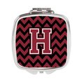 Carolines Treasures Letter H Chevron Garnet and Black Compact Mirror CJ1052-HSCM